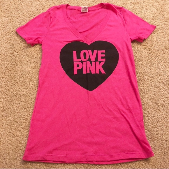 PINK Victoria's Secret Tops - PINK V-Neck Logo T-Shirt
